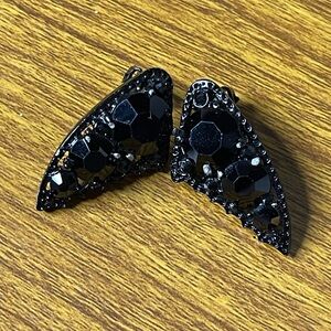 Black Rhinestone Clip Earrings